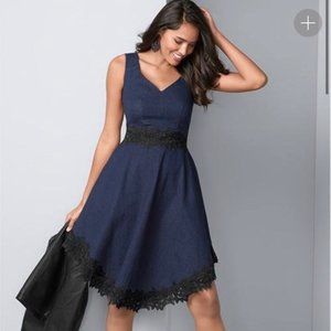 Venus Denim and Lace Dress WITH POCKETS!
